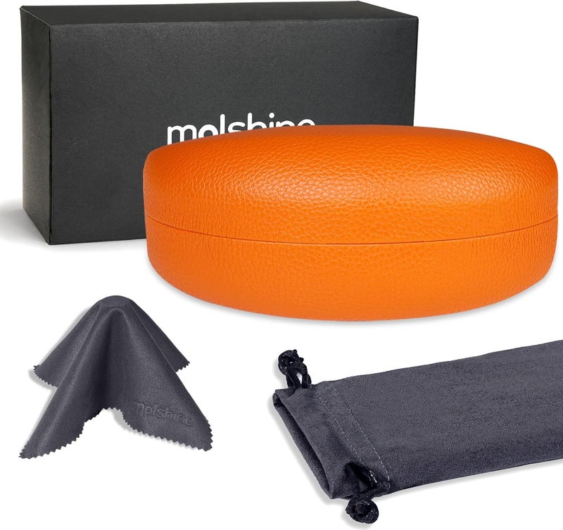 molshine Hard Shell Sunglasses Case,Classic Large Glasses Case for Sunglass,Eyeglasses with Cleaning Cloth,Pouch - Image 2